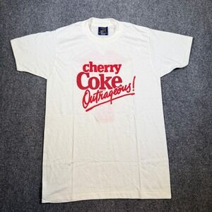 Vintage 80's Sneakers Cherry Coke Outrageous T-Shirt Mens Large White USA Made